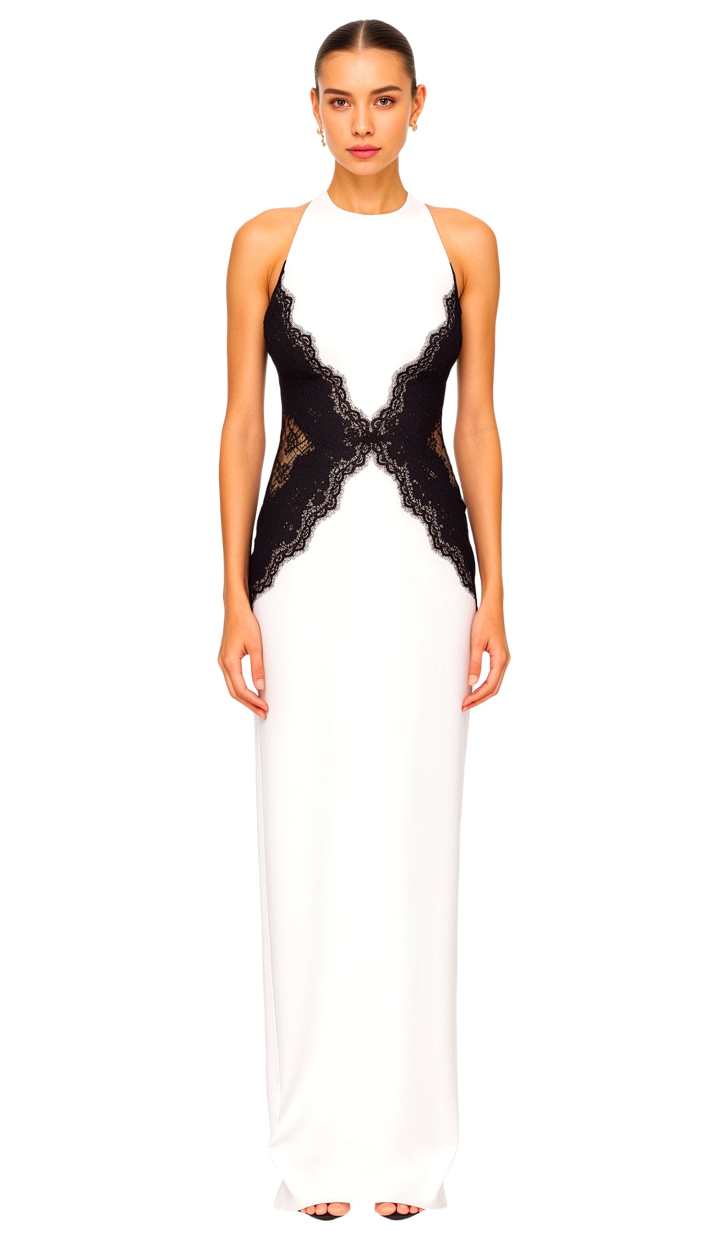 Maxi Dress In Crepe & Lace