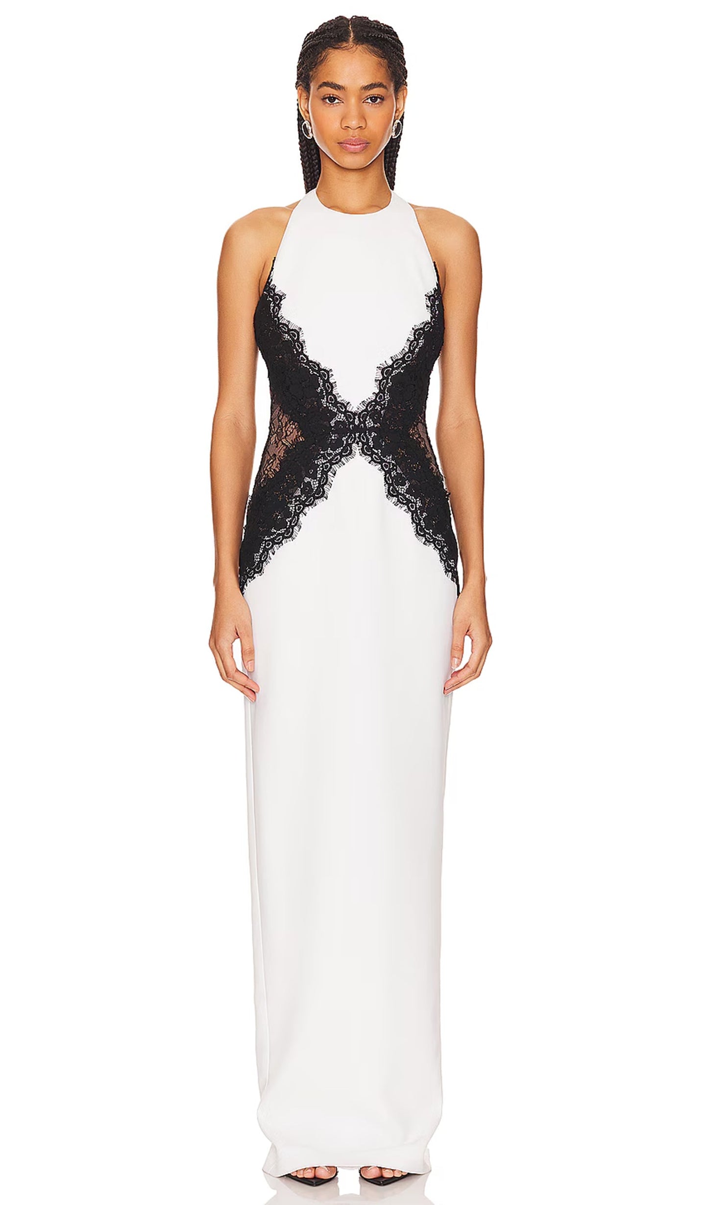 Maxi Dress In Crepe & Lace