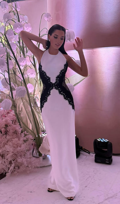 Maxi Dress In Crepe & Lace